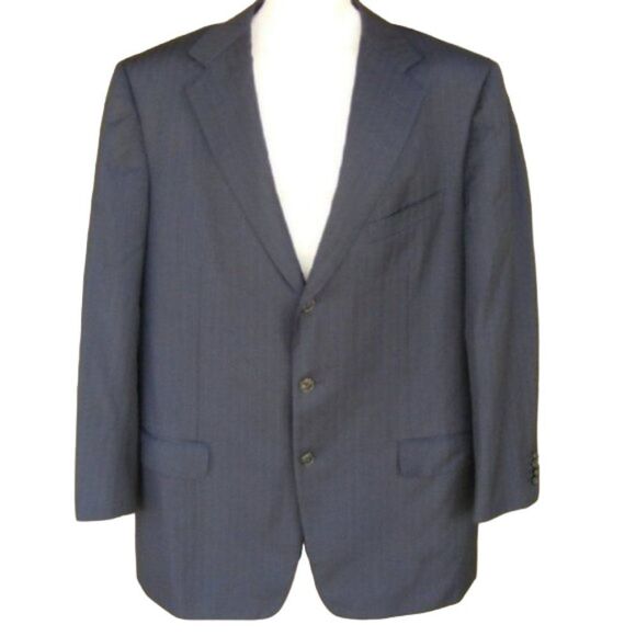 ERMENEGILDO ZEGNA Su Misura Blazer, 56L EU/44 US, Blue, Subtle stripes, 3 button